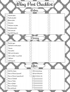 Blog Checklist Free Printable #blogger #print #post