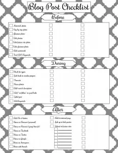 Blog Checklist Free Printable #blogger #print #post