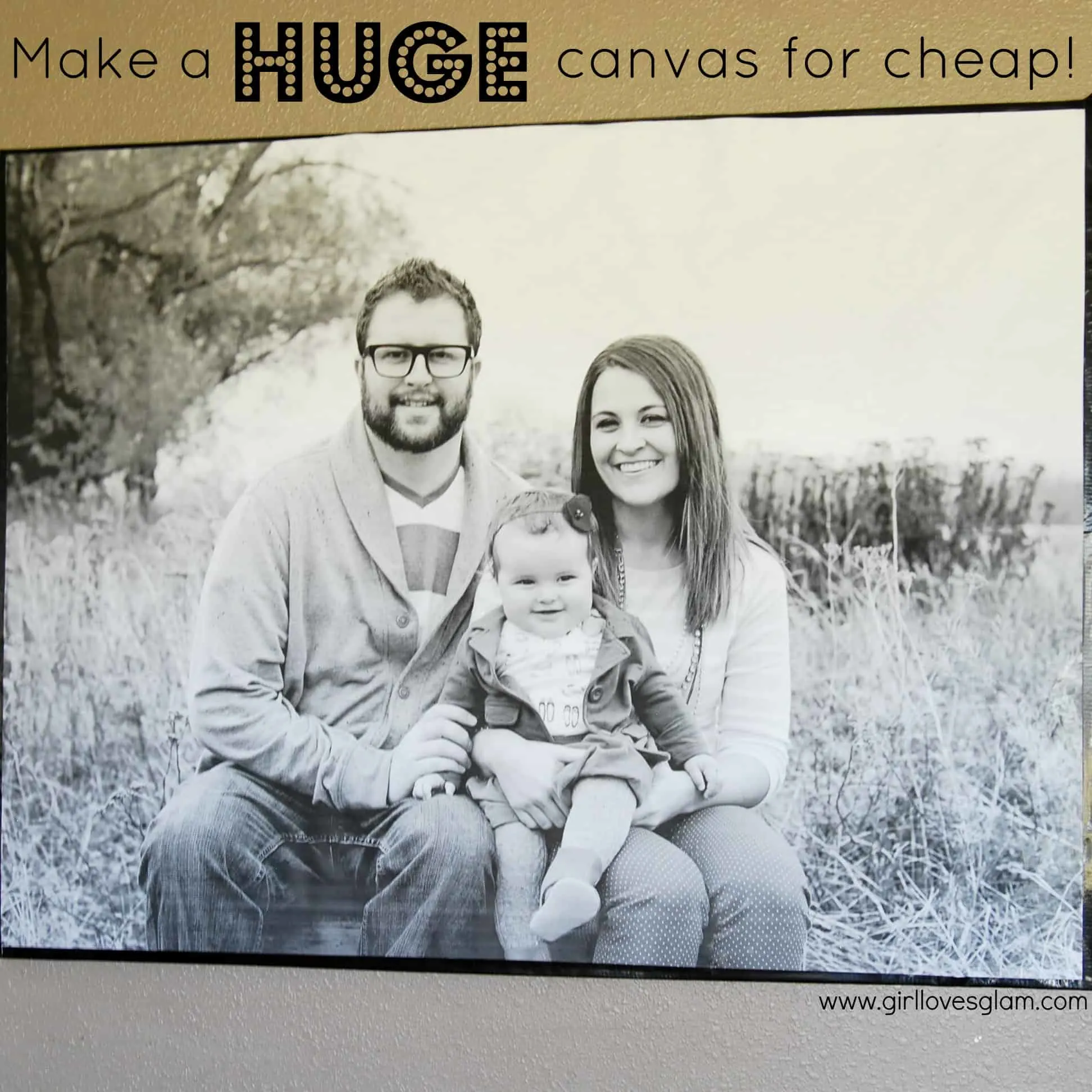 Make a HUGE canvas for cheap from www.girllovesglam.com #decor #diy #tutorial #art