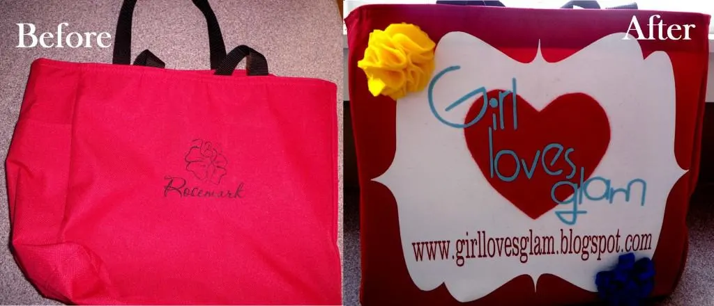 Easy tutorial to turn a free ugly bag into a bag to advertise yourself! www.girllovesglam.com #diy #tutorial #blog