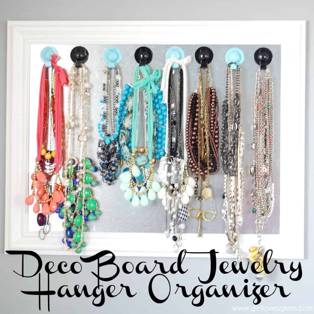 Jewelry Hanger Organizer on www.girllovesglam.com #diy #organize