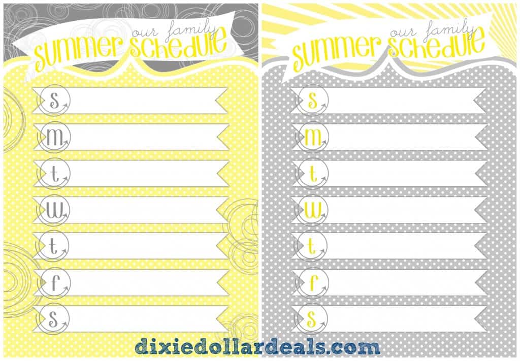 Our Family Summer Schedule from Dixie Dollar Deals