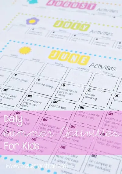 Summer Activites Calendar at www.thebensonstreet.com