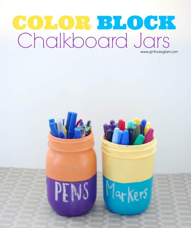 Color Block Chalkboard Mason Jars #diy #tutorial #craft #project