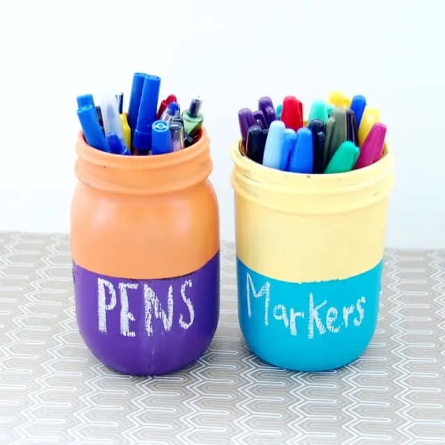 Colorful DIY Sharpie Marker Mason Jar Holder - Pretty My Party