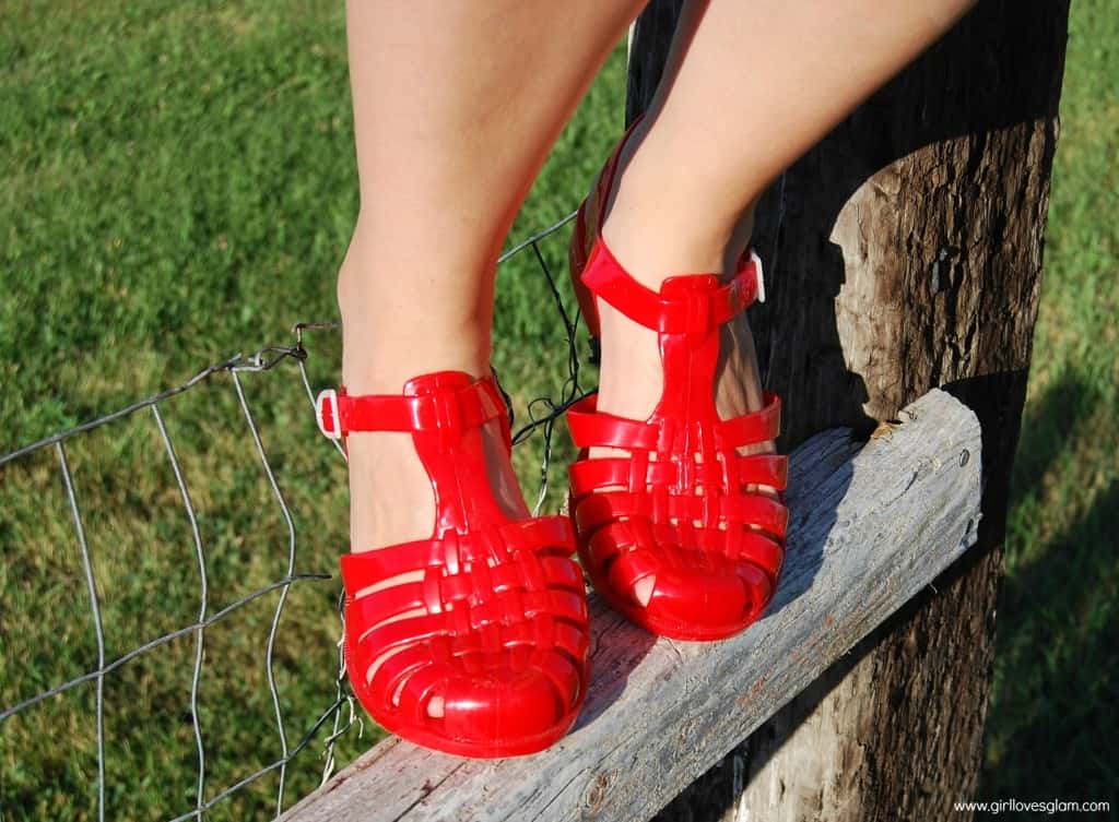 Red jelly shoes hotsell