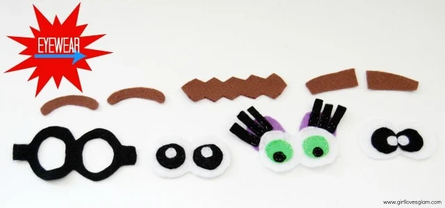 Mr. and Mrs. Potato Head Eyewear parts on www.girllovesglam.com #felt #toy #tutorial