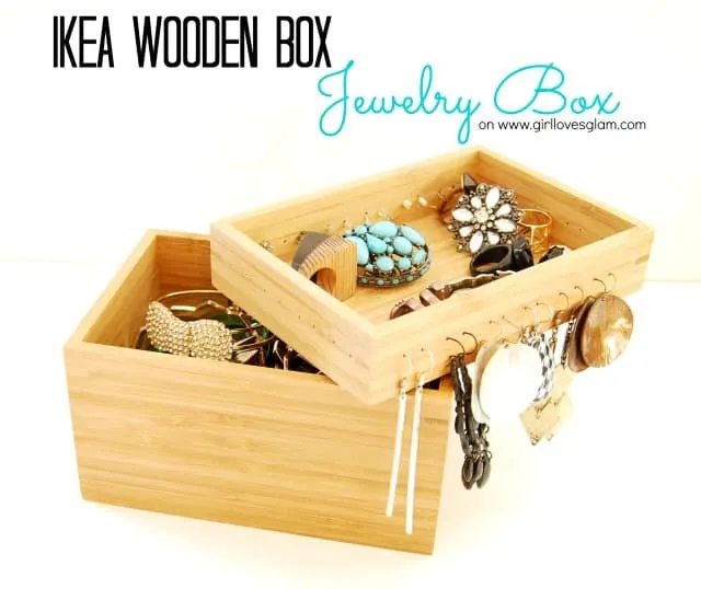 Ikea wooden jewelry box how to on www.girllovesglam.com #diy #tutorial #jewelry