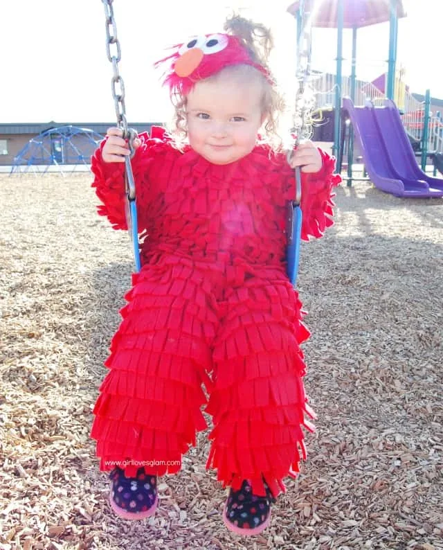 DIY No Sew Elmo Halloween Costume Girl Loves Glam