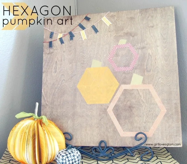 Hexagon Pumpkin Art on www.girllovesglam.com #halloween #decor #tutorial