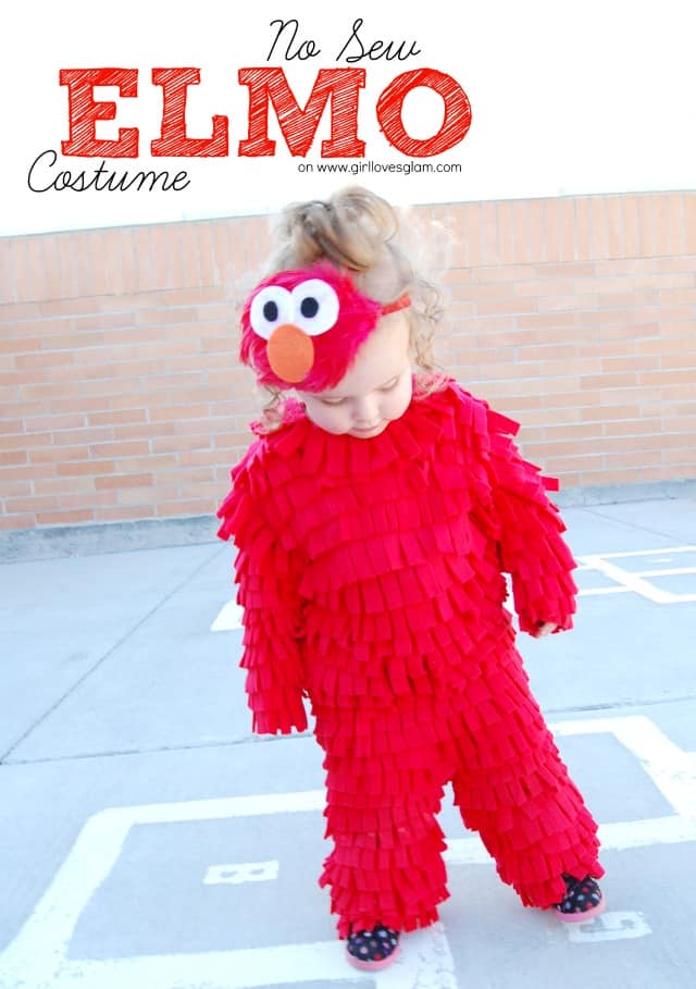 DIY No Sew Elmo Halloween Costume Girl Loves Glam