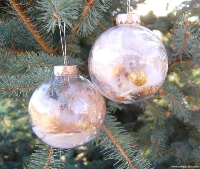 DIY Gold Dipped Feather Ornaments