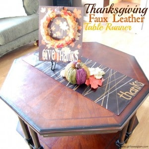 Faux Leather Thanksgiving Table Runner on www,girllovesglam.com #diy #tutorial #thanksgiving