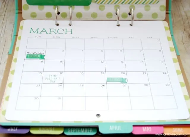 Calendar kit from Michaels