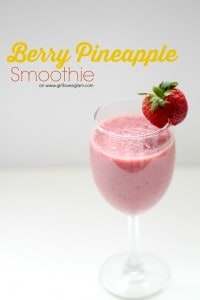 Berry Pineapple Smoothie Recipe on www.girllovesglam.com #healthy #recipe #drink