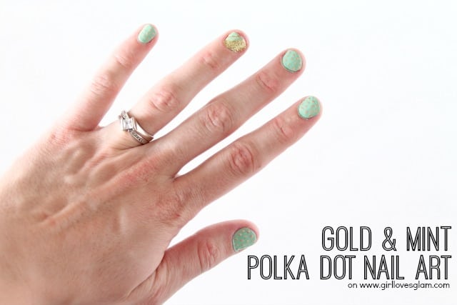 Gold Sparkle and Polka Dot Nail Art - wide 2