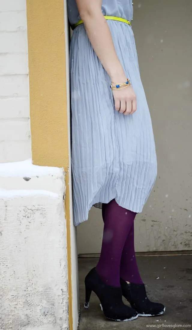 Gray pleated dress Spring Look
