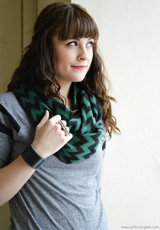 Green and Black Chevron Scarf