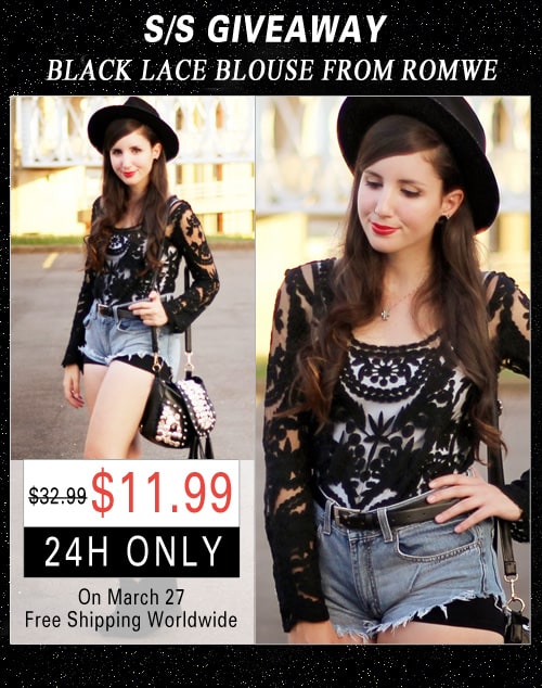 Romwe Black Lace Shirt Giveaway - Girl Loves Glam