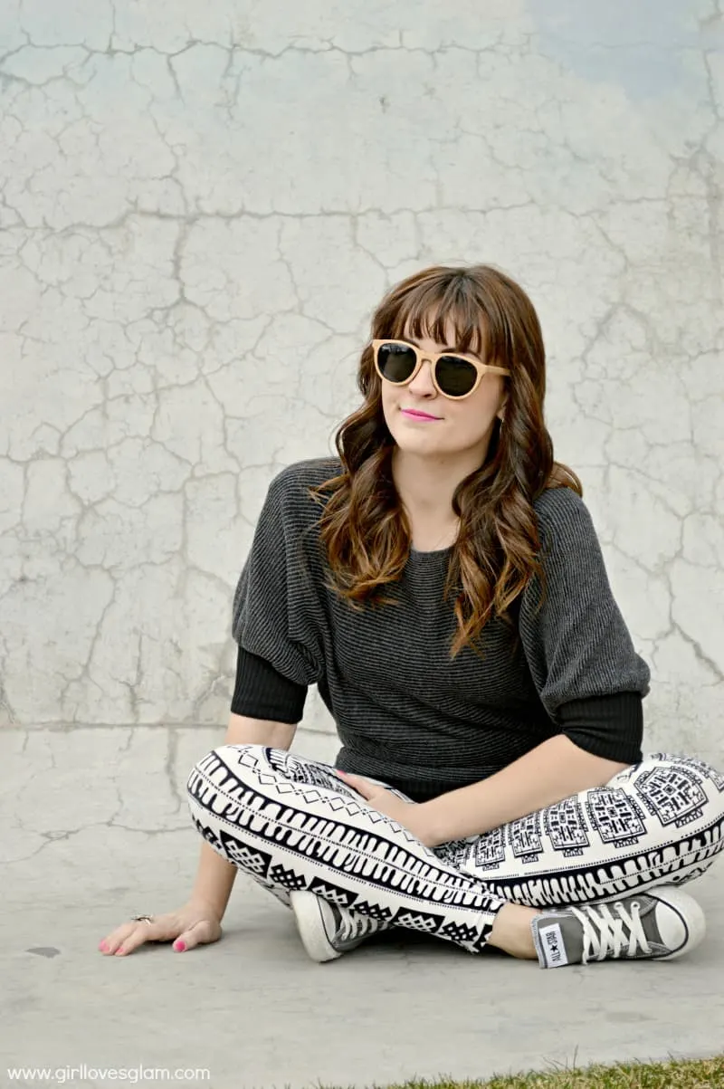 Casual Sweater and Printed Leggings look on www.girllovesglam.com