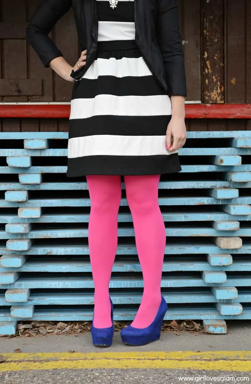 Striped Dress with Bright Accents on www.girllovesglam.com