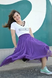 Purple tutu with tshirt and converse outfit on www.girllovesglam.com