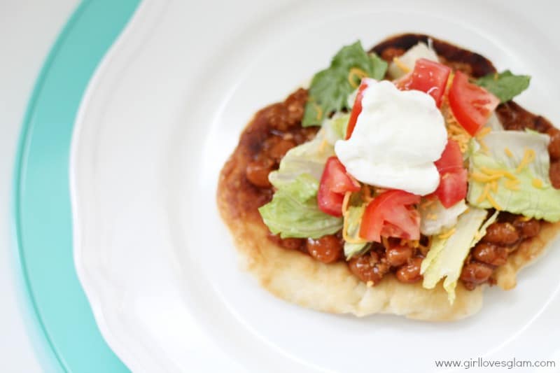 Simple Navajo Taco Recipe that will only take you 5 minutes to cook on www.girllovesglam.com