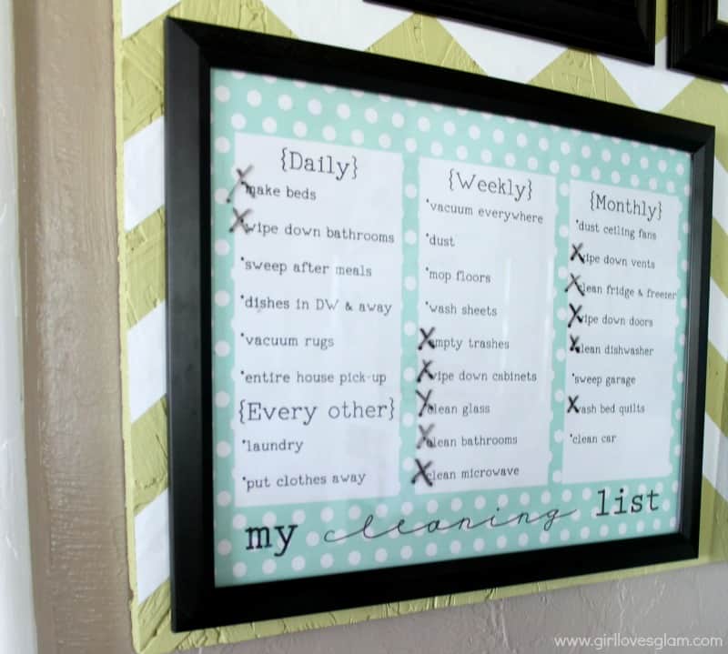 Cleaning list free printable