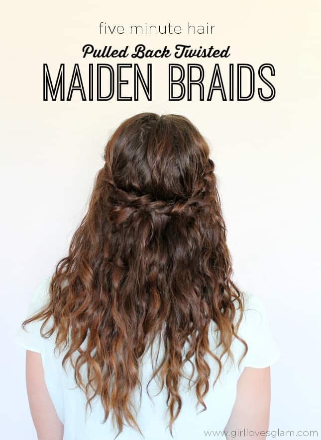 5 Minute Hair Pulled Back Twisted Maiden Braids Girl Loves Glam