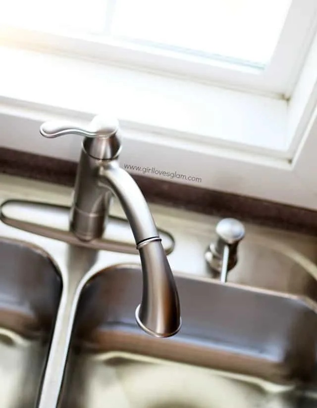 Gorgeous nickel finish Moen Faucet on www.girllovesglam.com