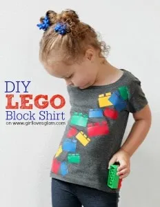 DIY Falling Lego Block Shirt on www.girllovesglam.com
