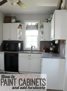 How to paint cabinets and add hardware to your kitchen on www.girllovesglam.com