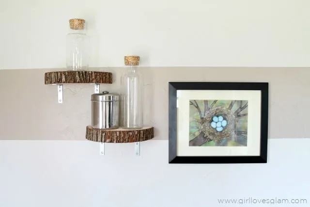 How to make an industrial modern wood slice shelf on www.girllovesglam.com