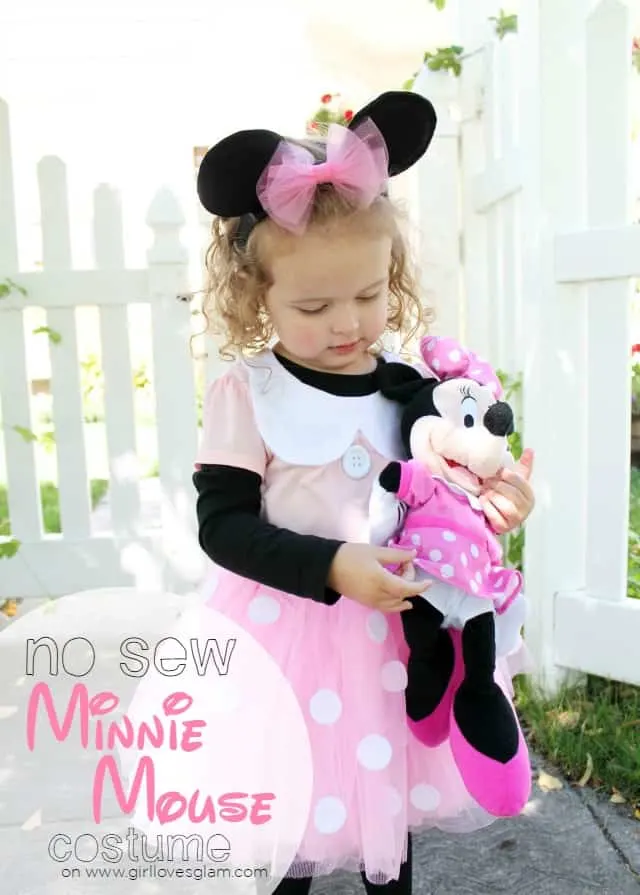 Diy No Sew Minnie Mouse Costume Girl Loves Glam - Diy Minnie Mouse Ears Sew