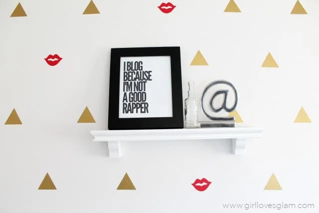 Modern Office Decor with Geometric Wall treatment on www.girllovesglam.com