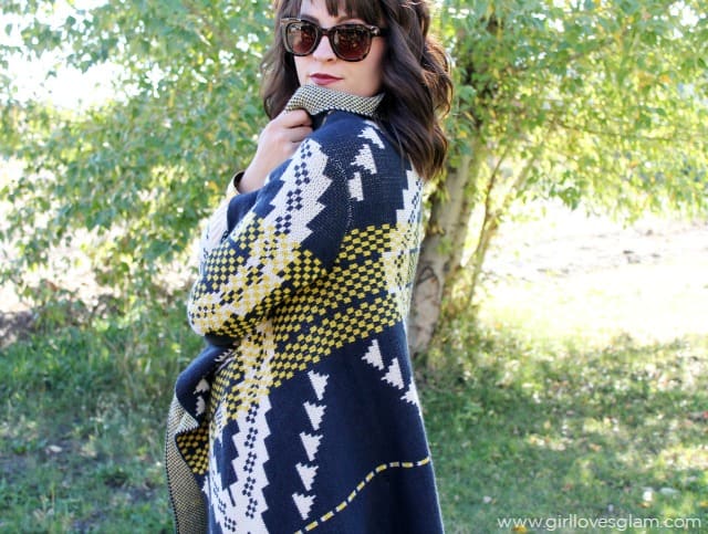 Navy and Yellow Aztec Cardigan on www.girllovesglam.com