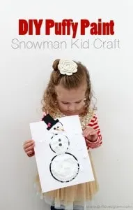 DIY Puffy Paint Snowman Kid Craft