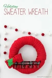 Holiday Sweater Wreath Tutorial on www.girllovesglam.com