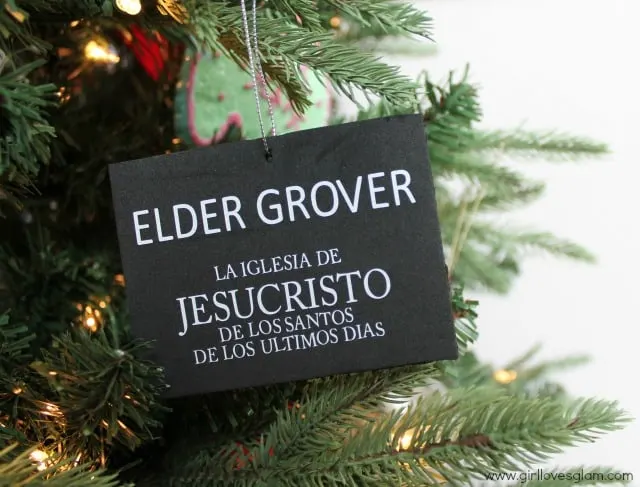 LDS Missionary Tag Ornament on www.girllovesglam.com
