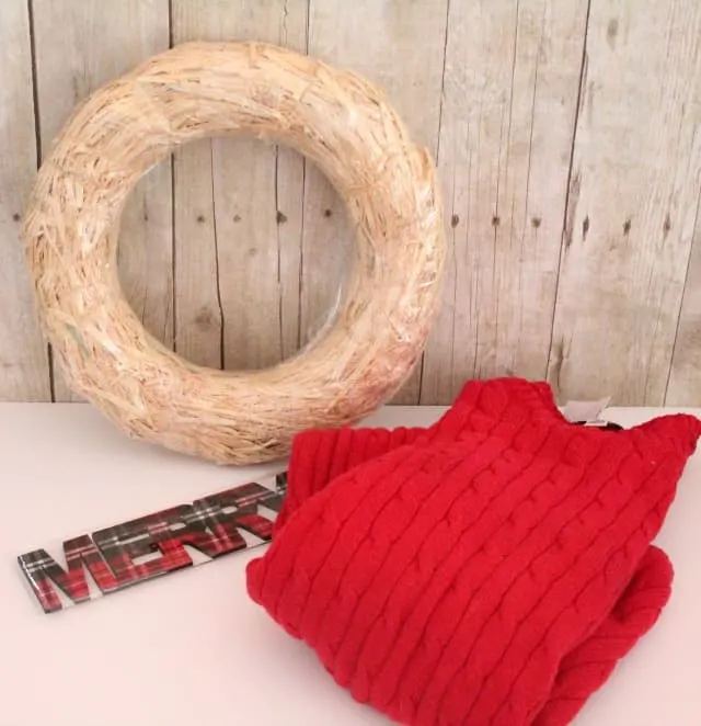 Sweater wreath supplies