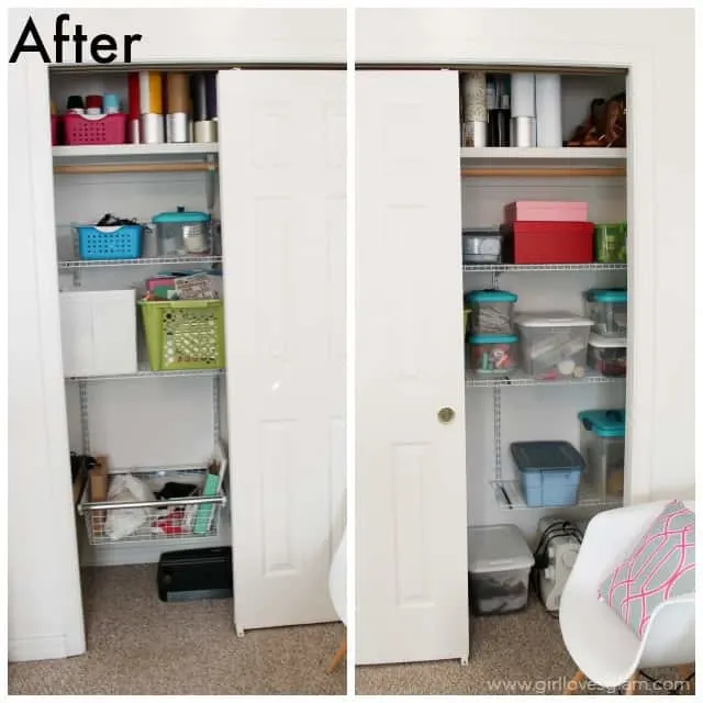 Easy Closet Organization for Craft Room on www.girllovesglam.com