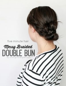 Messy Braided Double Bun on www.girllovesglam.com