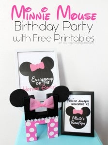 Minnie Mouse Birthday Party with Free Printables on www.girllovesglam.com