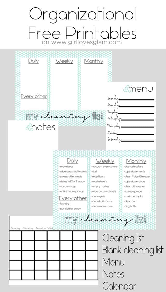 Organization Board Free Printables on www.girllovesglam.com