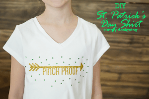 DIY St Patricks Day Shirt with Glitter Vinyl and Rhinestones