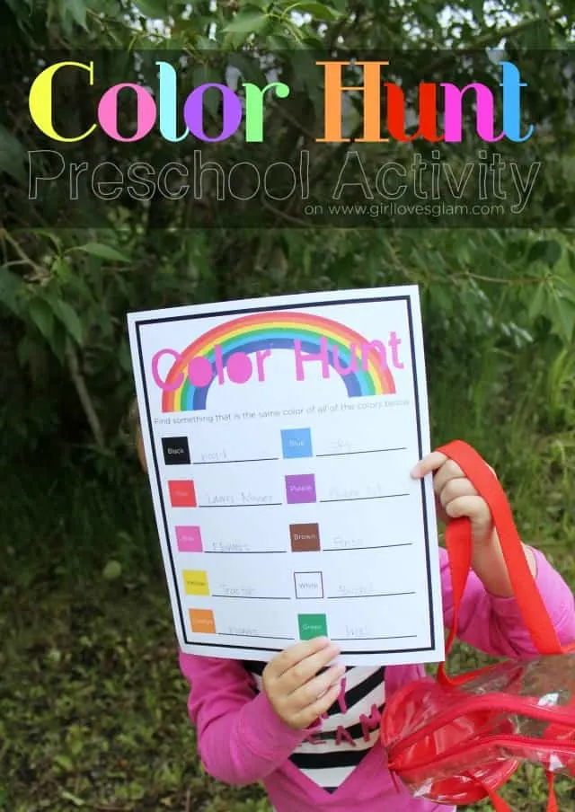 Color Hunt Preschool with Free Printable on www.girllovesglam.com