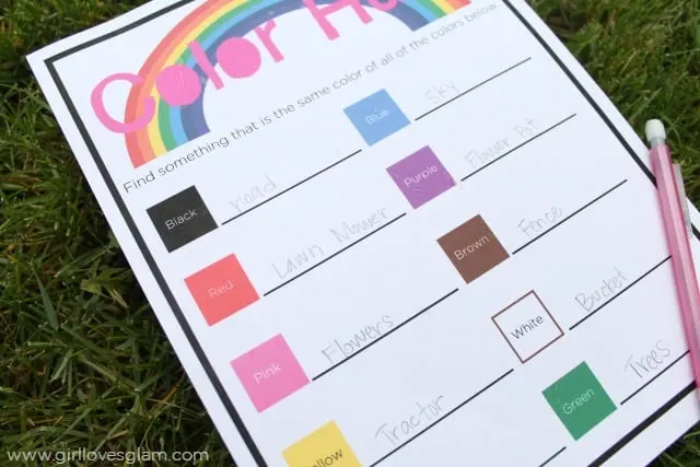 Color Hunt Preschool Printable on www.girllovesglam.com