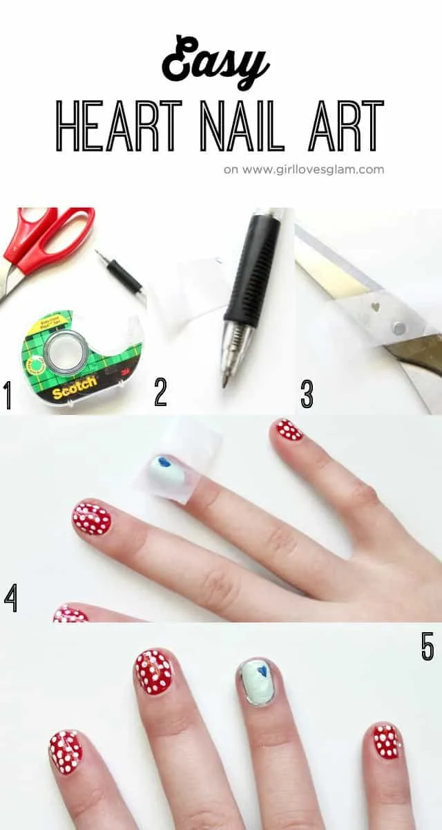 Easy DIY Heart Nail Art on www.girllovesglam.com