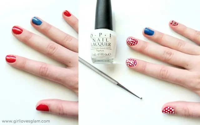 Patriotic nail art on www.girllovesglam.com