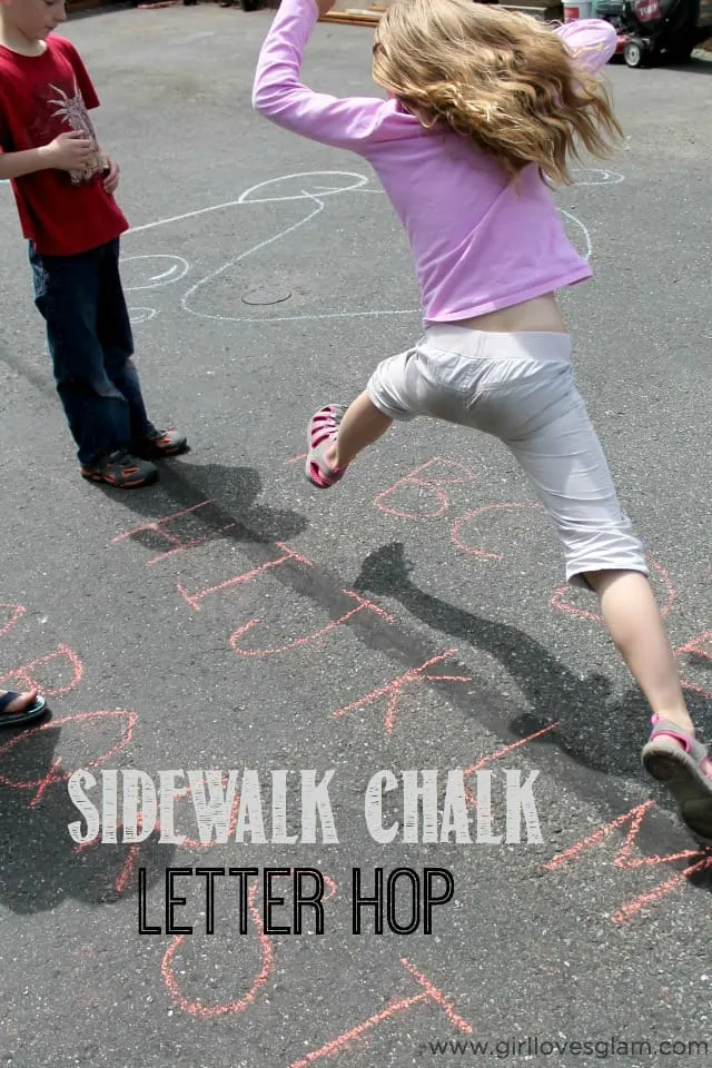 Sidewalk Chalk Letter Hop Game on www.girllovesglam.com